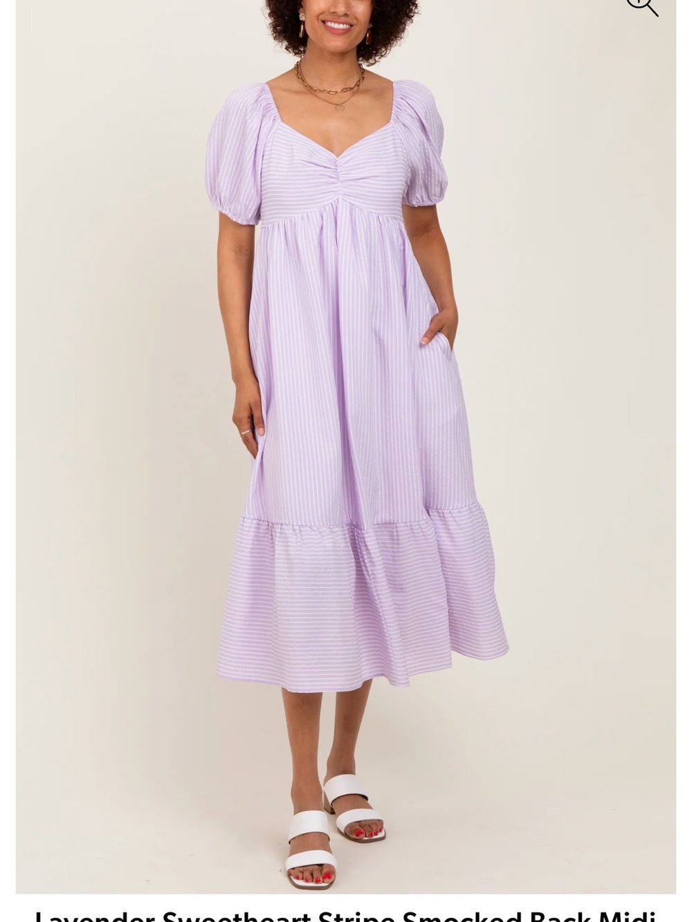 Pinkblush Lavender Stripe Sweetheart Midi Dress